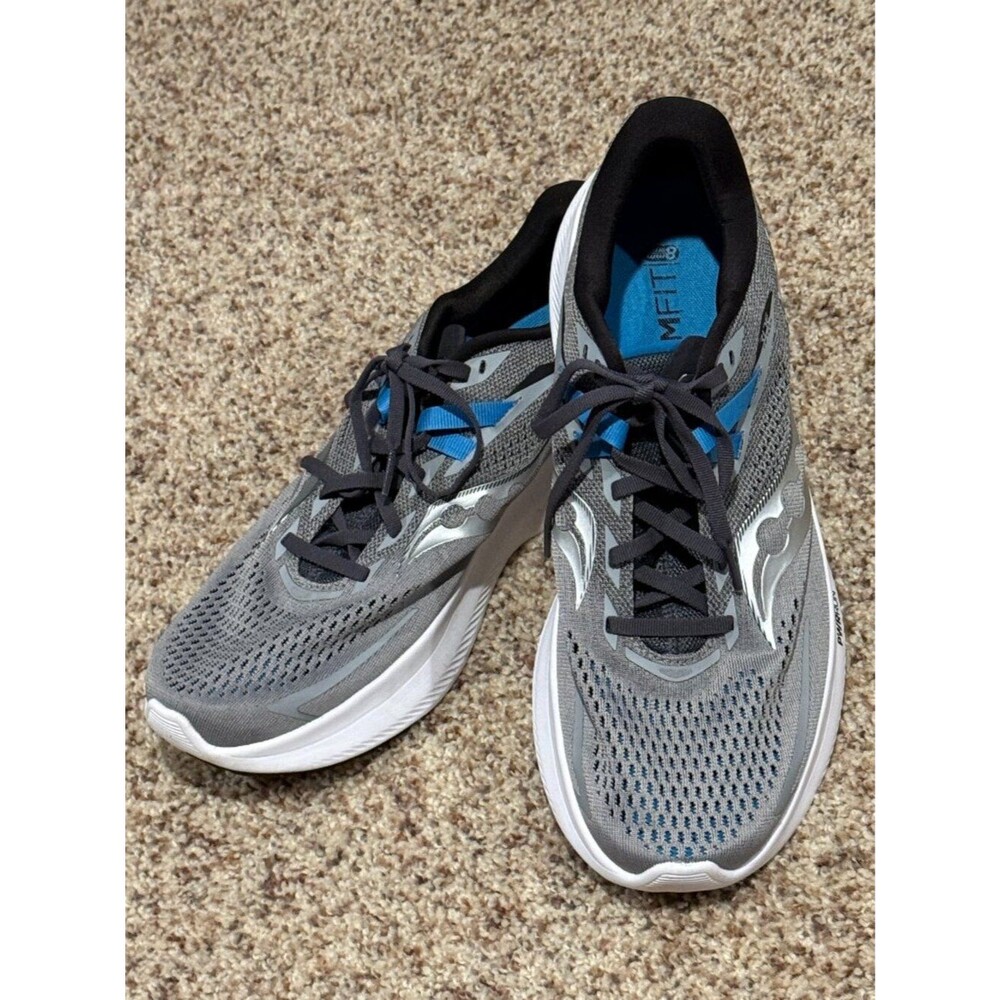 Saucony Ride 15 Pwrrun Men's Sneakers Gray and Blue Colorway S20729‑15 Size 11.5